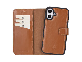 NorthLife iPhone 16 Plus - Leren Afneembare 2-in-1 bookcase telefoonhoes - Cognac