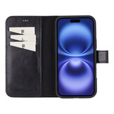 iPhone 16 Plus leren afneembare 2-in-1 bookcase telefoonhoes - Zwart