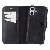 iPhone 16 Plus leren afneembare 2-in-1 bookcase telefoonhoes - Zwart
