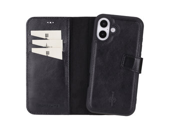 NorthLife iPhone 16 Plus - Leren Afneembare 2-in-1 bookcase telefoonhoes - Zwart