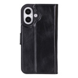 iPhone 16 leren afneembare 2-in-1 bookcase telefoonhoes - Zwart