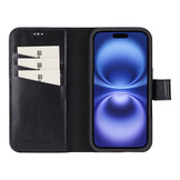 iPhone 16 leren afneembare 2-in-1 bookcase telefoonhoes - Zwart