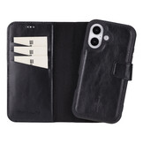 iPhone 16 leren afneembare 2-in-1 bookcase telefoonhoes - Zwart