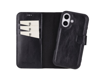 NorthLife iPhone 16 - Leren Afneembare 2-in-1 bookcase telefoonhoes - Zwart