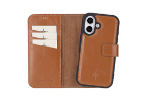NorthLife iPhone 16 - Leren Afneembare 2-in-1 bookcase telefoonhoes - Cognac