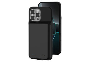 Lunso iPhone 16 Pro case - Powerbank hoesje 7000 mAh - Zwart