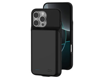 Lunso iPhone 16 Pro case - Powerbank hoesje 7000 mAh - Zwart