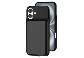 Lunso iPhone 16 Plus case - Powerbank hoesje 7000 mAh - Zwart