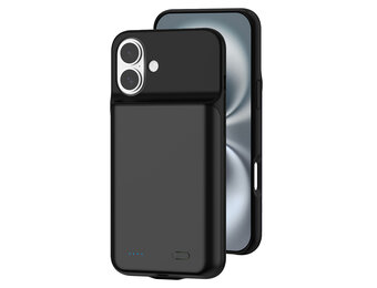 Lunso iPhone 16 Plus case - Powerbank hoesje 7000 mAh - Zwart