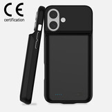 iPhone 16 Plus Powerbank hoesje 7000 mAh hoes - Zwart