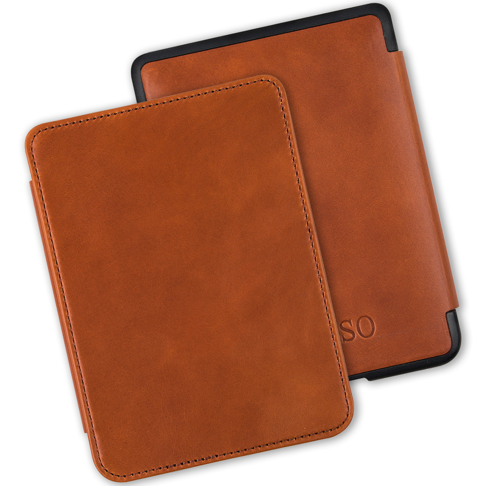 Kobo Clara HD hoes (6 inch) Leren sleepcover - Cognac - Model N249