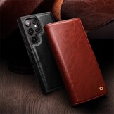 Samsung Galaxy S25 Ulltra leren bookcase hoesje - Donkerbruin - SM-S938