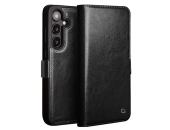 Qialino Samsung Galaxy S25 hoesje - Leren bookcase - Zwart