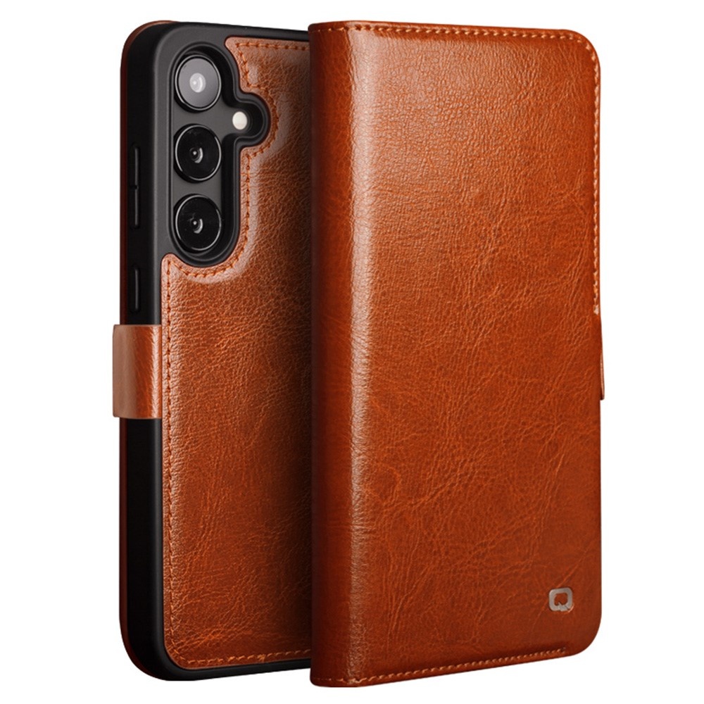 Samsung Galaxy S25 leren bookcase hoesje - Cognac - SM-S931