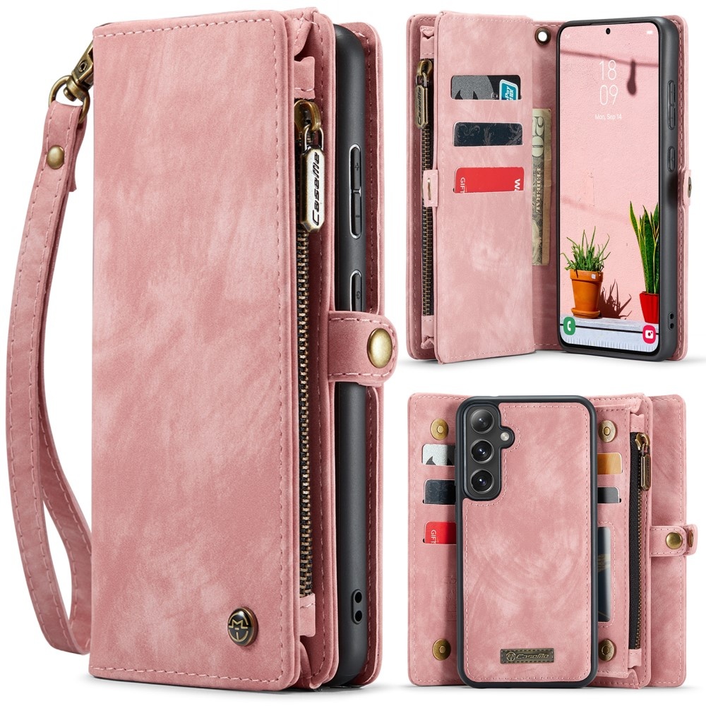 Caseme Samsung Galaxy S25 Plus hoes - Vintage 2 in 1 portemonnee - Roze