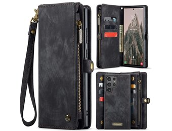 Caseme Samsung Galaxy S25 Ultra hoes - Vintage 2 in 1 portemonnee - Zwart