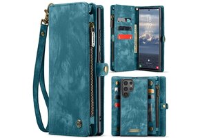 Caseme Samsung Galaxy S25 Ultra hoes - Vintage 2 in 1 portemonnee - Blauw