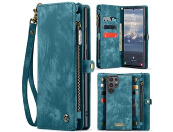 Caseme Samsung Galaxy S25 Ultra hoes - Vintage 2 in 1 portemonnee - Blauw