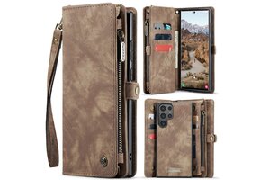 Caseme Samsung Galaxy S25 Ultra hoes - Vintage 2 in 1 portemonnee - Bruin