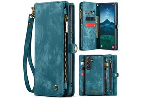 Caseme Samsung Galaxy S25 hoes - Vintage 2 in 1 portemonnee - Blauw