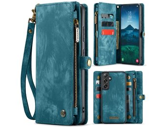 Caseme Samsung Galaxy S25 hoes - Vintage 2 in 1 portemonnee - Blauw