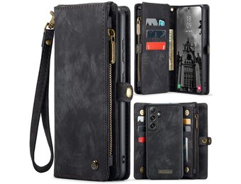 Caseme Samsung Galaxy S25 hoes - Vintage 2 in 1 portemonnee - Zwart