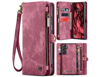 Caseme Samsung Galaxy S25 hoes - Vintage 2 in 1 portemonnee - Rood