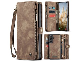 Caseme Samsung Galaxy S25 hoes - Vintage 2 in 1 portemonnee - Bruin