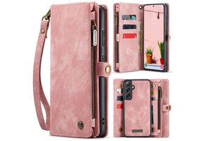 Caseme Samsung Galaxy S25 hoes - Vintage 2 in 1 portemonnee - Roze