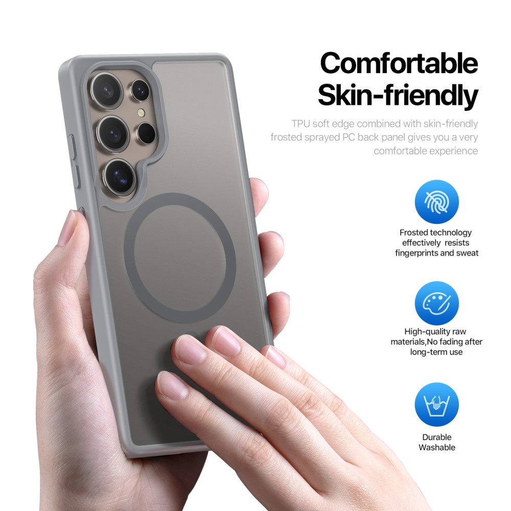 Samsung Galaxy S25 Ultra hoesje – slanke backcover met volledige MagSafe ondersteuning - Grijs - Model SM-S938