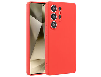 Lunso Samsung Galaxy S25 Ultra hoesje - Flexibel siliconen Backcover -  Rood
