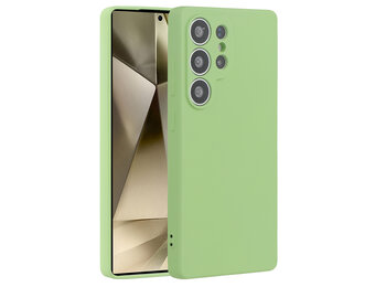 Lunso Samsung Galaxy S25 Ultra hoesje - Flexibel siliconen Backcover -  Lichtgroen