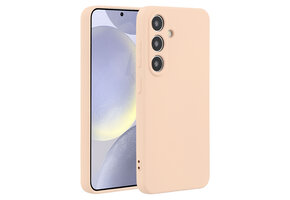 Lunso Samsung Galaxy S25 hoesje - Flexibel siliconen Backcover - Lichtroze