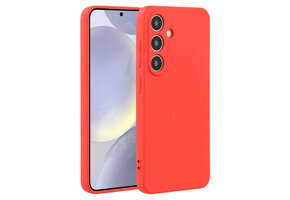 Lunso Samsung Galaxy S25 hoesje - Flexibel siliconen Backcover - Rood