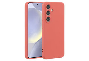 Lunso Samsung Galaxy S25 hoesje - Flexibel siliconen Backcover - Meidoorn rood