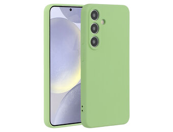 Lunso Samsung Galaxy S25 hoesje - Flexibel siliconen Backcover - Lichtgroen