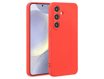 Lunso Samsung Galaxy S25 Plus hoesje - Flexibel siliconen Backcover - Rood