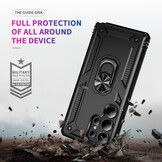 Samsung Galaxy S25 Ultra hoesje Armor backcover met ringhouder - Zwart - Model SM-S938
