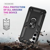 Samsung Galaxy S25 Plus hoesje Armor backcover met ringhouder - Zwart - Model SM-S936