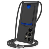 Samsung Galaxy S25 Ultra Telefoonhoes met koord + kaarthouder - Zwart - Model SM-S938