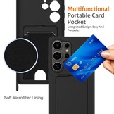 Samsung Galaxy S25 Ultra Telefoonhoes met koord + kaarthouder - Zwart - Model SM-S938