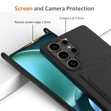 Samsung Galaxy S25 Ultra Telefoonhoes met koord + kaarthouder - Zwart - Model SM-S938