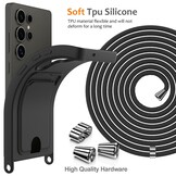 Samsung Galaxy S25 Ultra Telefoonhoes met koord + kaarthouder - Zwart - Model SM-S938