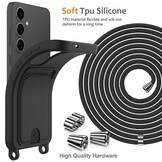 Samsung Galaxy S25 Telefoonhoes met koord + kaarthouder - Zwart - Model SM-S931