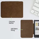 Kobo Clara BW / Clara Colour hoes (6 inch) echt leren sleepcover - Coffee
