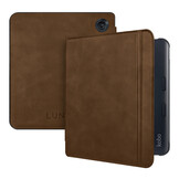 Kobo Libra Colour hoes (7 inch) echt leren sleepcover - Coffee