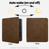 Kobo Libra Colour hoes (7 inch) echt leren sleepcover - Coffee