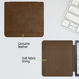 Kobo Libra Colour hoes (7 inch) echt leren sleepcover - Coffee