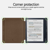 Kobo Libra Colour hoes (7 inch) echt leren sleepcover - Coffee