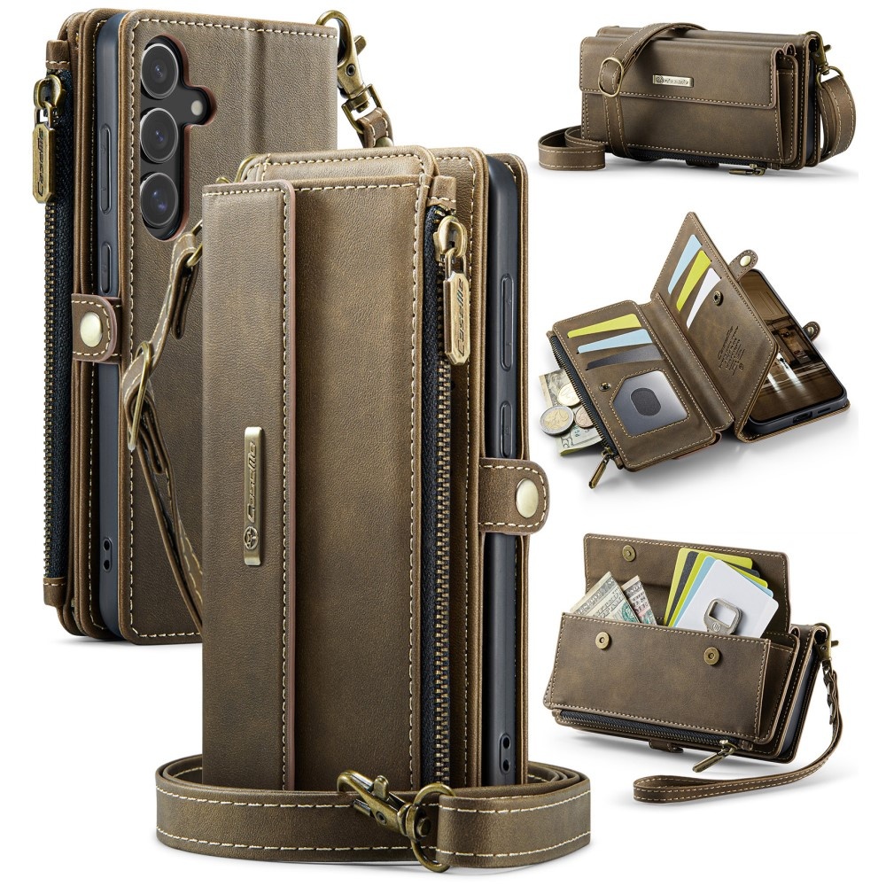 Samsung Galaxy S25 Plus hoesje portemonnee tasje - Bruin - Model SM-S936